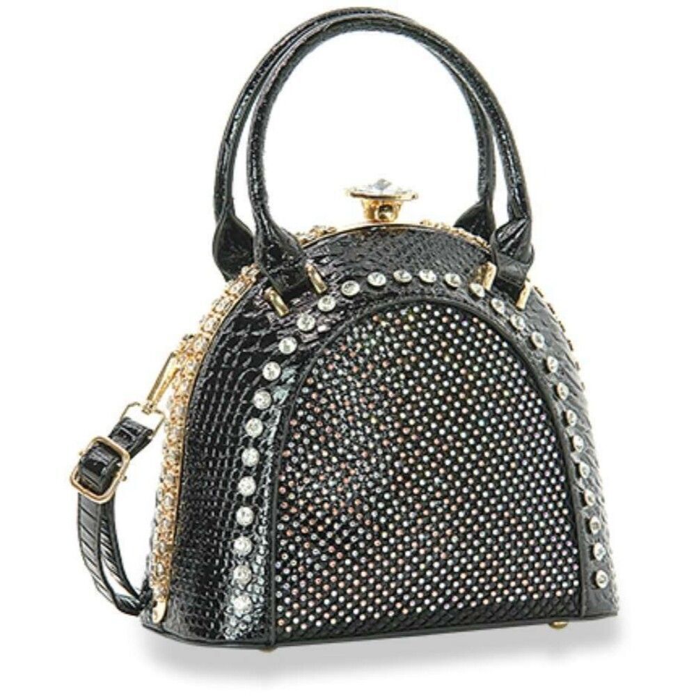Iridescent Stone Accented Hand Tote Women Satchel Shoulder Tote Bag